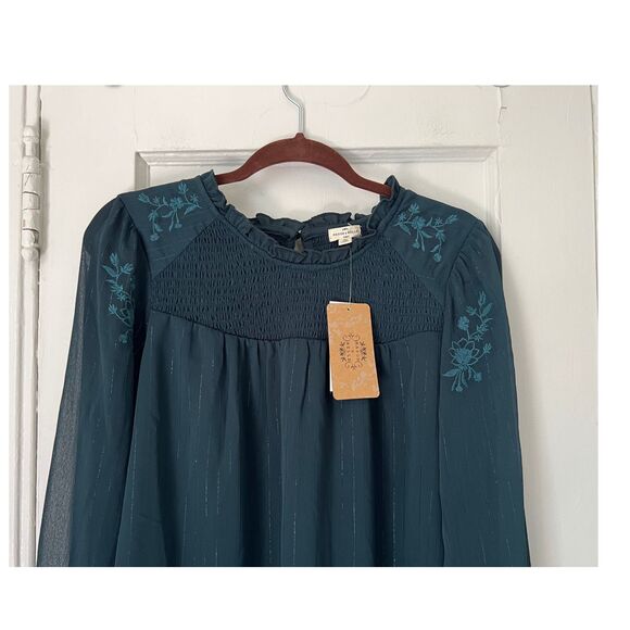 MASON & BELLE  Women's Chiffon Blouse Size  M Dark Turquoise - Picture 3 of 8